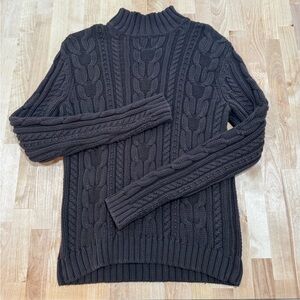 Men's Chaps Cable Knit Mock Neck Sweater - Dark Brown